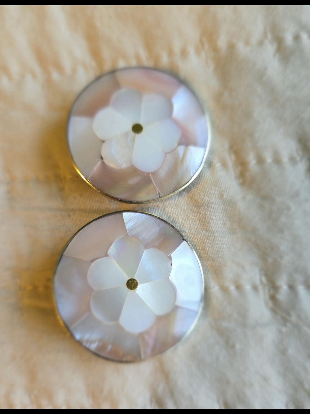 Vintage Abalone And Mother Of Pearl Inlay Earrings. Taxco~vintage 1970s.